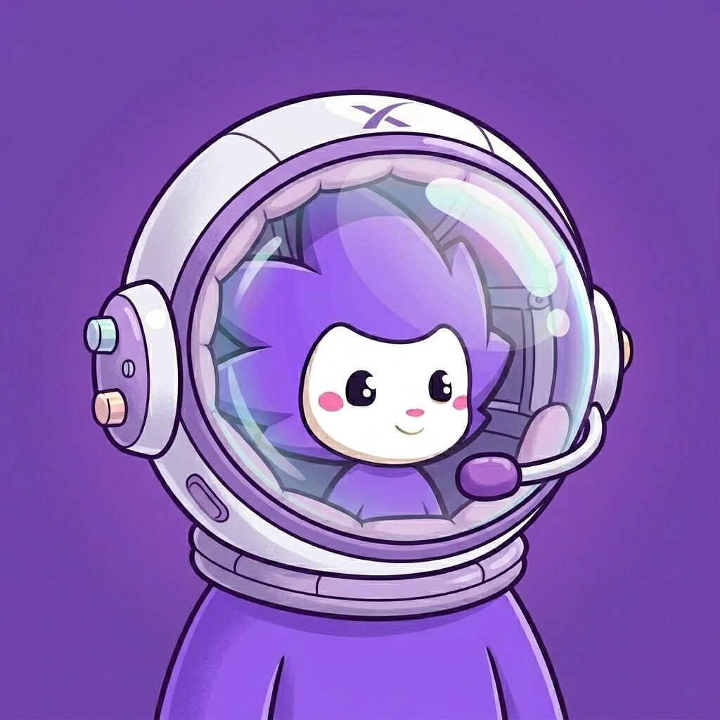 The Chogstranaut, ChogX mascot, a purple astronaut in a space helmet